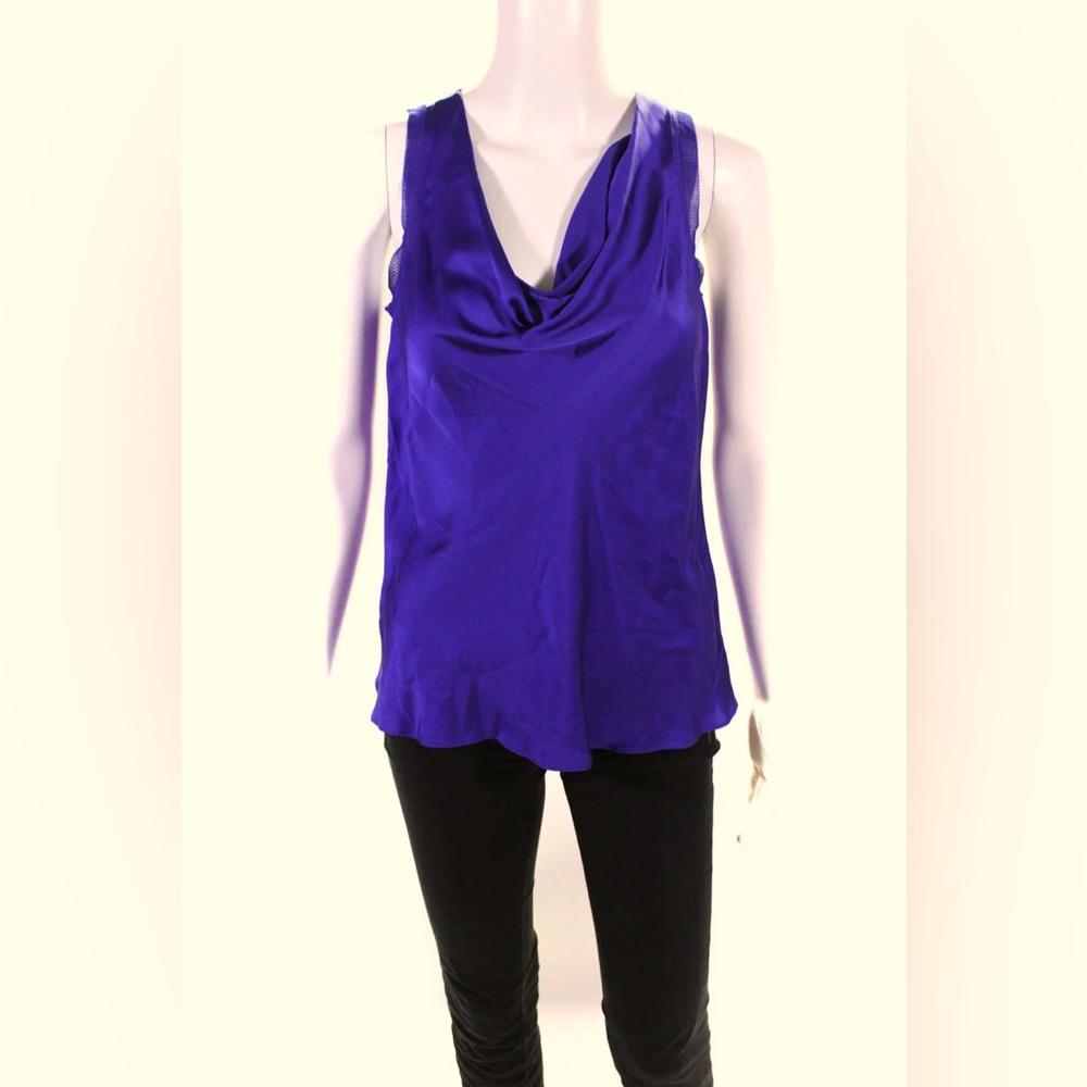 Theory XS Purple 100% Silk Cowl Neck Camisole